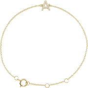 14k Yellow 1/10 Ctw Natural Diamond Initial A 6-7' Bracelet