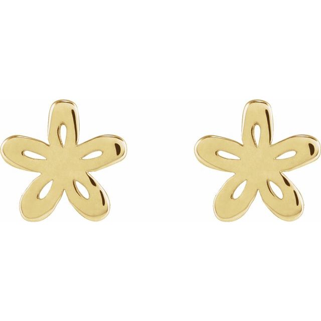 14K Yellow Floral Earrings