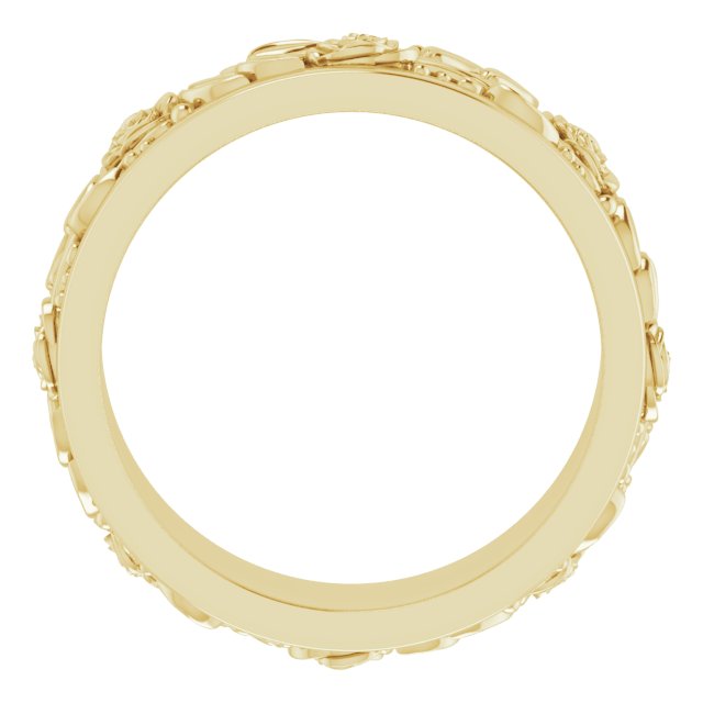 14k Yellow 7 Mm Floral Band Size 8