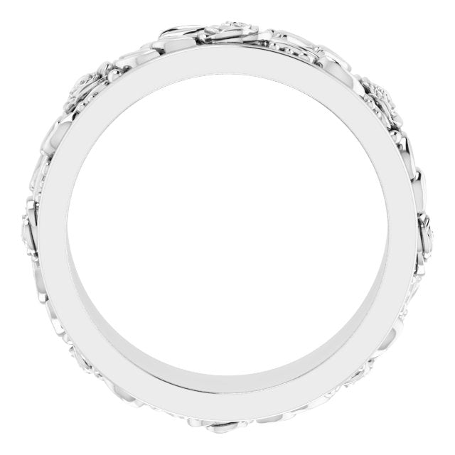 14K White 7 mm Floral Band Size 7