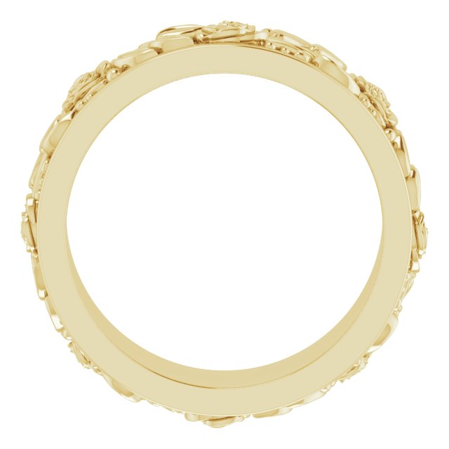 18k Yellow 7 Mm Floral Band Size 7