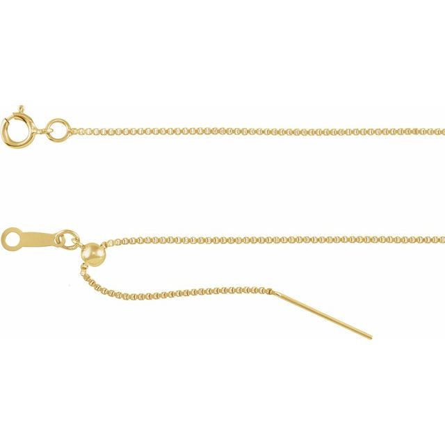 14K Yellow 1 mm Adjustable Threader Box 16-22' Chain