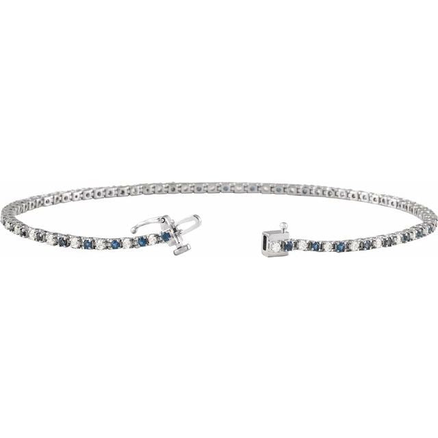 14K White Natural Blue Sapphire & 5/8 CTW Natural Diamond Line 7 1/4' Bracelet