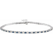 14K White Natural Blue Sapphire & 5/8 CTW Natural Diamond Line 7 1/4' Bracelet