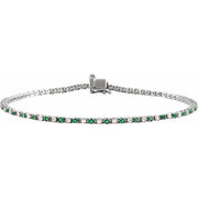 14K White Natural Emerald & 5/8 CTW Natural Diamond Line 7 1/4' Bracelet