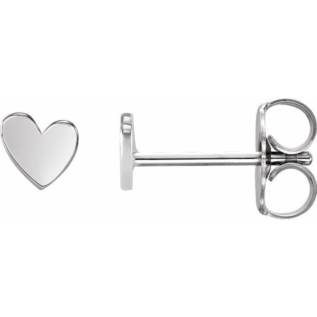 Sterling Silver 4 mm Asymmetrical Heart Earrings