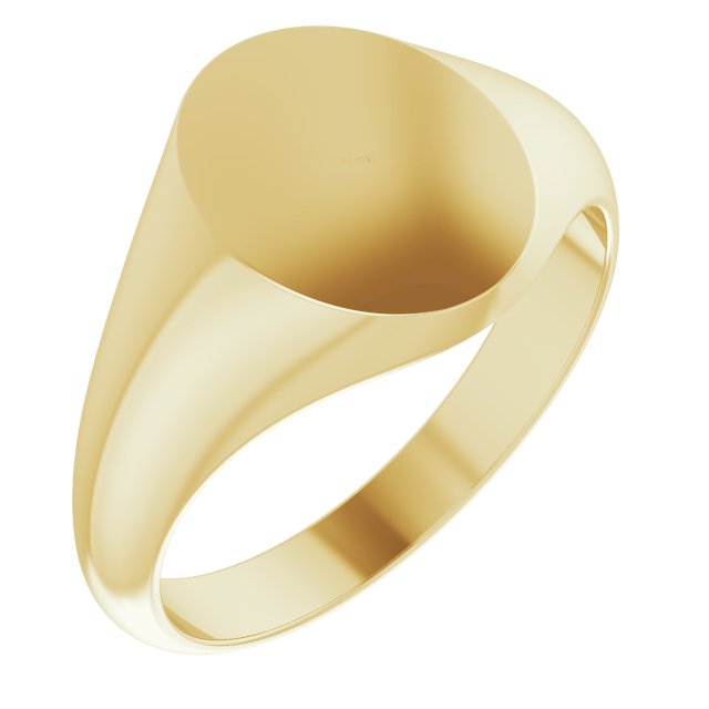 14K Yellow Oval Signet Ring