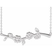 Sterling Silver Floral-Inspired Bar 16' Necklace