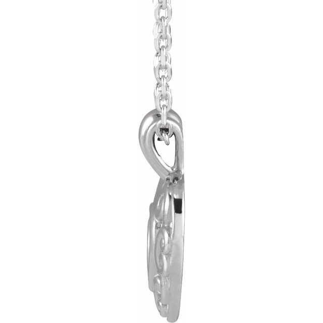 14K White 12.9x10.1 mm Pierced Heart 14' Necklace