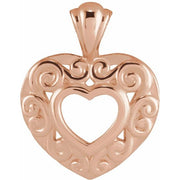 14K Rose 12.9x10.1 mm Heart Pendant