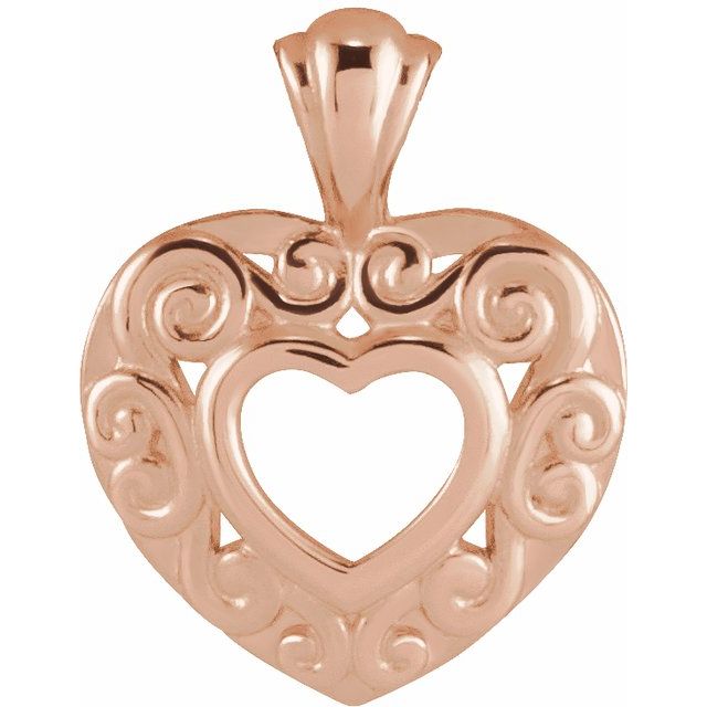 14K Rose 12.9x10.1 mm Heart Pendant