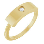 14K Yellow .03 CT Natural Diamond Engravable Heart Ring