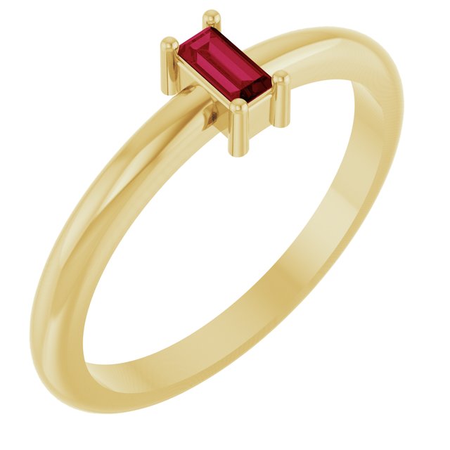 14K Yellow Natural Ruby Stackable Ring