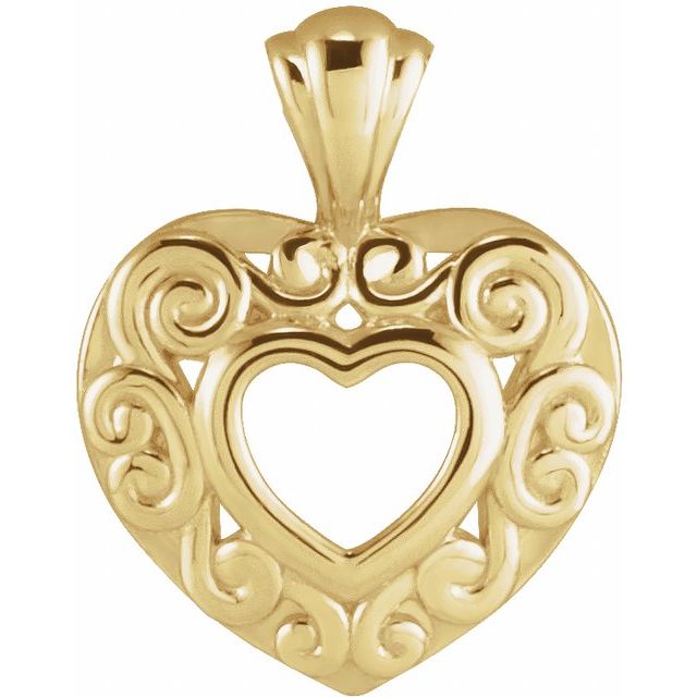 14K Yellow 12.9x10.1 mm Heart Pendant