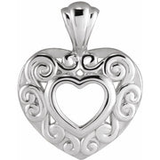 14k White 12.9x10.1 Mm Heart Pendant