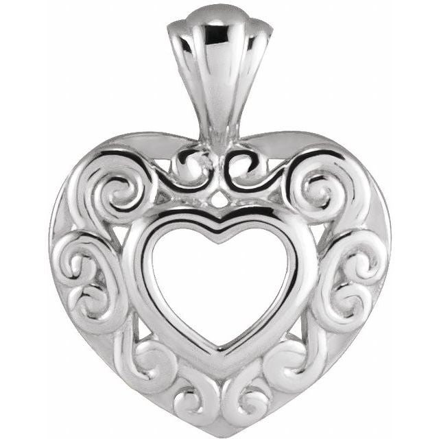 14k White 12.9x10.1 Mm Heart Pendant