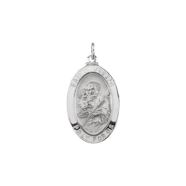 Sterling Silver 23.5x16 mm St. Joseph Medal