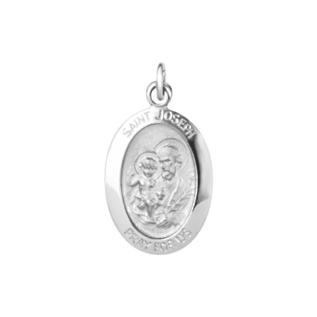 14K White 15x11 mm St. Joseph Medal