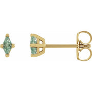 14k Yellow 4x2 Mm Lab-grown Green Sapphire Earrings