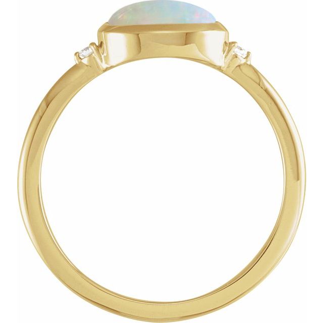 14K Yellow Natural Ethiopian Opal & .03 CTW Natural Diamond Ring