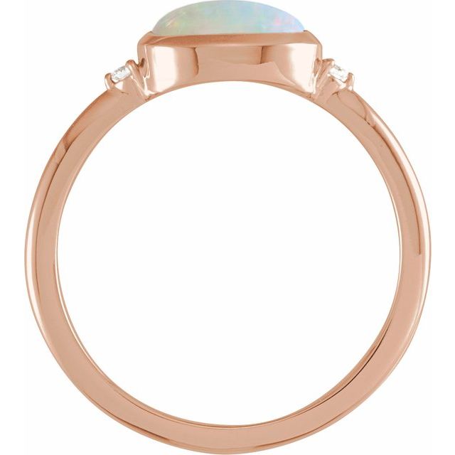 14K Rose Natural Ethiopian Opal & .03 CTW Natural Diamond Ring