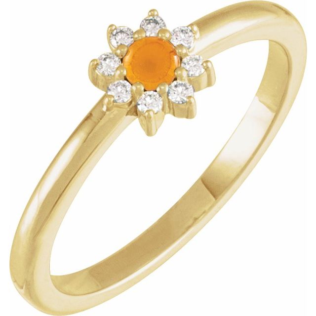 14K Yellow Natural Citrine & .07 CTW Natural Diamond Halo-Style Ring