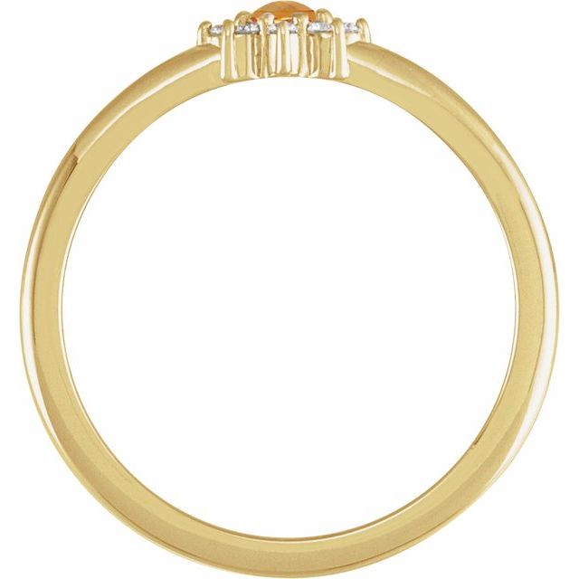 14K Yellow Natural Citrine & .07 CTW Natural Diamond Halo-Style Ring
