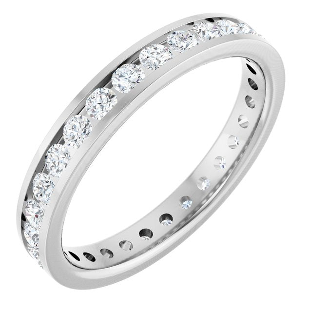 14K White 3/4 CTW Natural Diamond Eternity Band Size 7