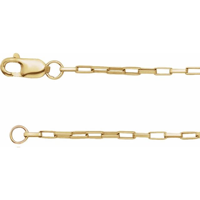 14K Yellow 1.2 mm Elongated Box 7' Chain