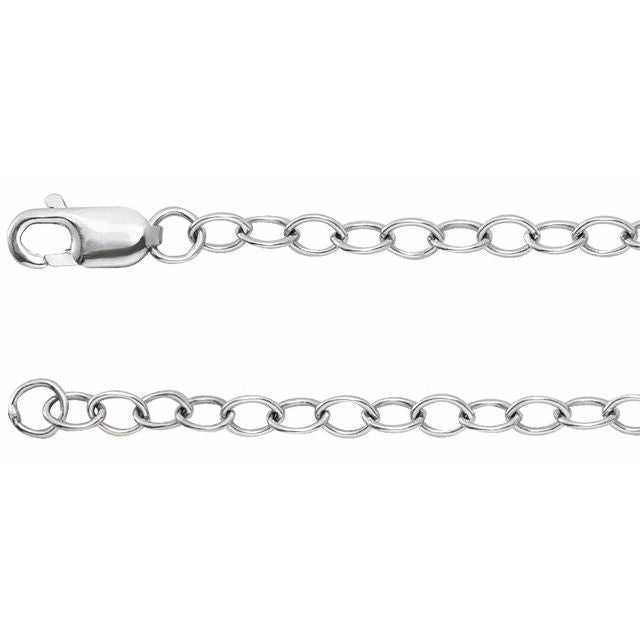 14K White 2.5 mm Cable 16' Chain