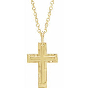 14K Yellow Textured Cross 18' Necklace