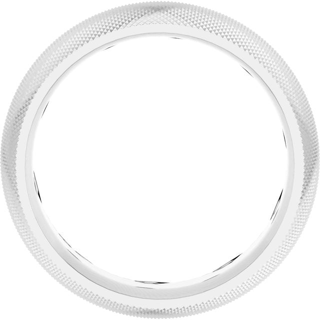 14K White 6 mm Half Round Knurl Design Band Size 10