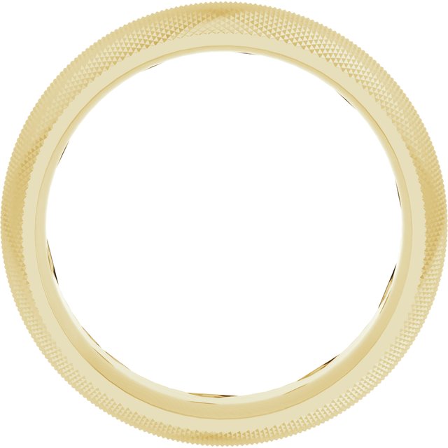 14K Yellow 6 mm Half Round Knurl Design Band Size 14