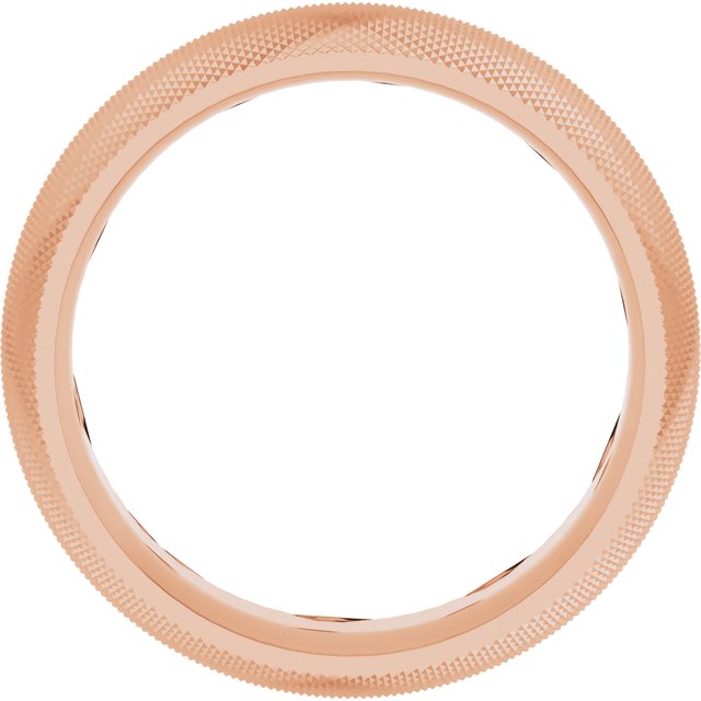 14K Rose 6 mm Half Round Knurl Design Band Size 10.5