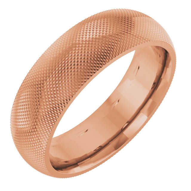 14K Rose 6 mm Half Round Knurl Design Band Size 10.5