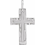 Sterling Silver 24.47x13.4 mm Textured Cross Pendant