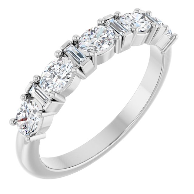 14k White 7/8 Ctw Natural Diamond Anniversary Band