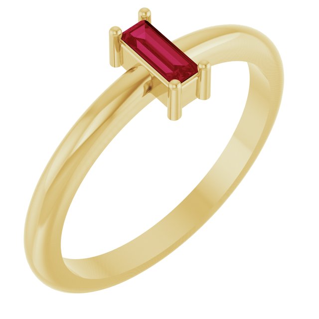 14K Yellow Natural Ruby Stackable Ring