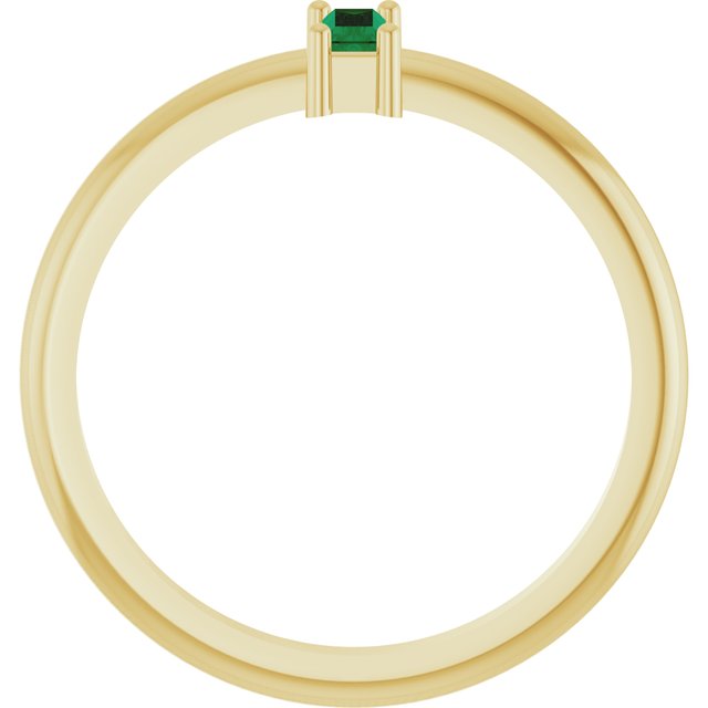 14K Yellow 5x2 mm Lab-Grown Emerald Stackable Ring