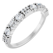 14K White 3/8 CTW Natural Diamond Double Row Anniversary Band