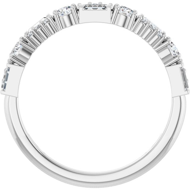 14K White 3/8 CTW Natural Diamond Double Row Anniversary Band