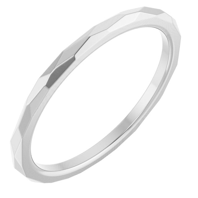 14K White 1.5 mm Textured Patterned Band Size 7