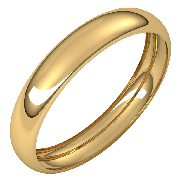 14k Yellow 3.5 Mm Half Round Band Size 8