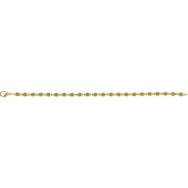 14K Yellow Natural Peridot 7 1/4' Line Bracelet