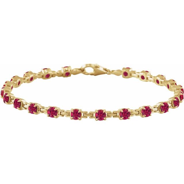 14K Yellow Lab-Grown Ruby 7 1/4' Line Bracelet