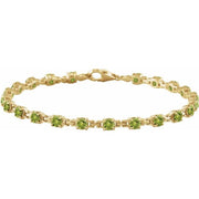 14K Yellow Natural Peridot 7 1/4' Line Bracelet