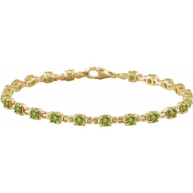 14K Yellow Natural Peridot 7 1/4' Line Bracelet