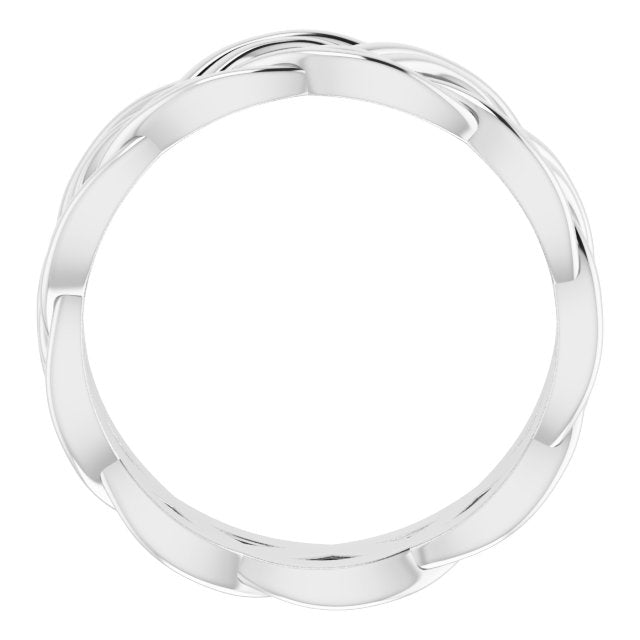 14K White 7.99 mm Double Woven Design Band Size 10