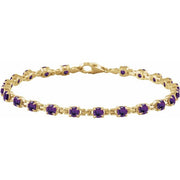 14K Yellow Natural Amethyst 7 1/4' Line Bracelet