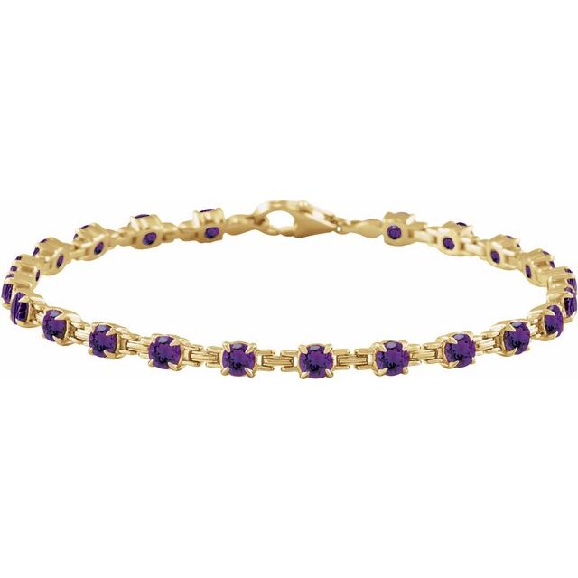 14K Yellow Natural Amethyst 7 1/4' Line Bracelet